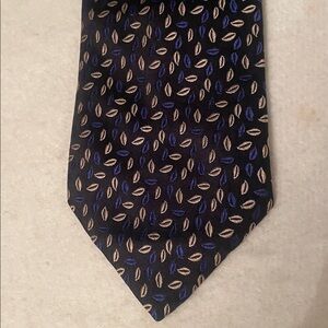 Charvet Silk Tie with Blue and Tan Leaf Design